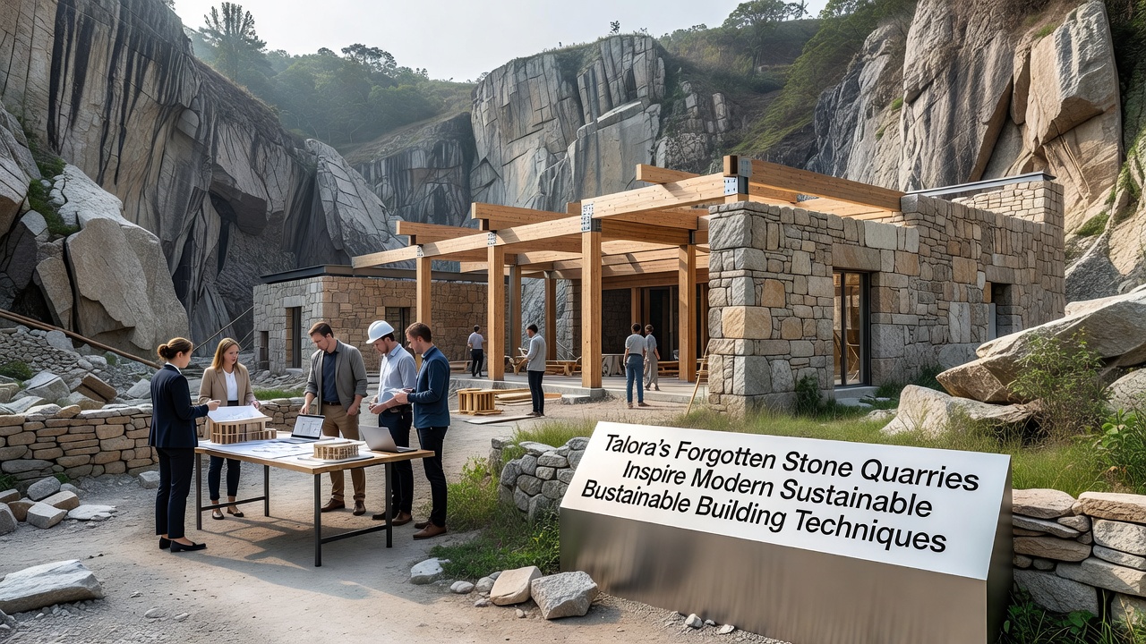 Modern building facade constructed with reclaimed Talora stone blocks showing natural texture and joint patterns
